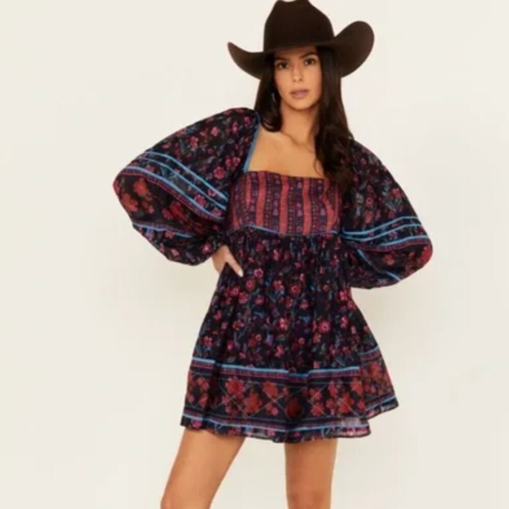 Free People Endless Afternoon Print Long Sleeve Minidress